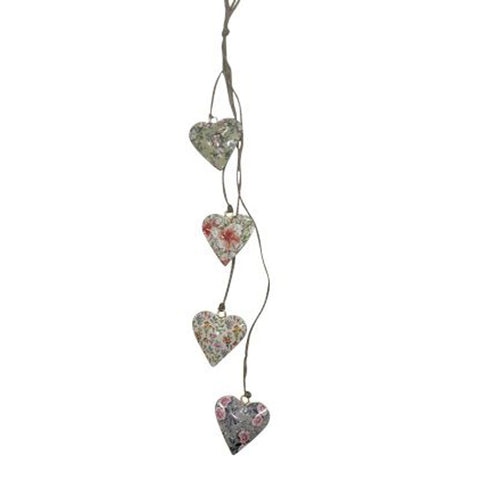 Mini Hanging Metal Heart Trail - Vintage Design