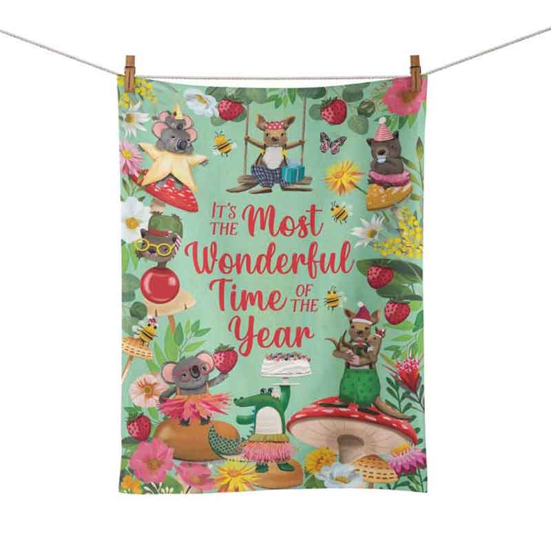 Tea Towel  Xmas Most Wonderful Time - Gift Packaged