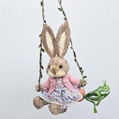 Prue Straw Rabbit On Carrot Swing