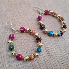 Recycled Fabric & Bead Handcrafted Earrings