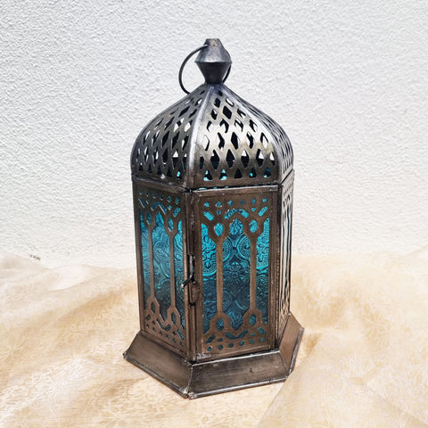 Antique Handcrafted Lantern - Turquoise