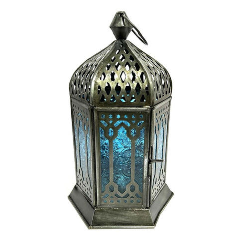 Antique Handcrafted Lantern - Turquoise