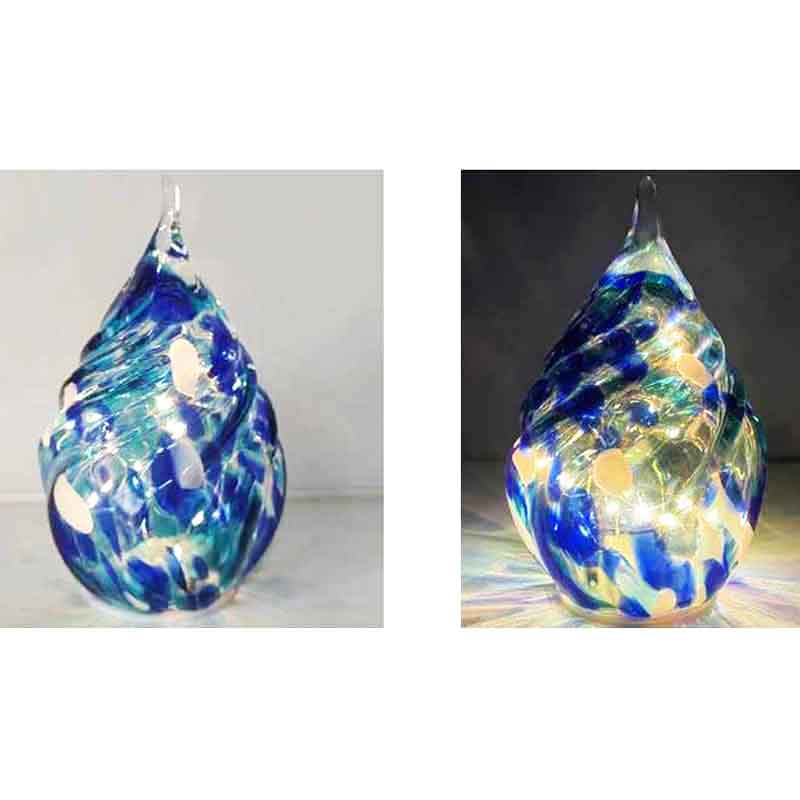 Teardrop Glow Light Turquoise Blue, Mediium & White