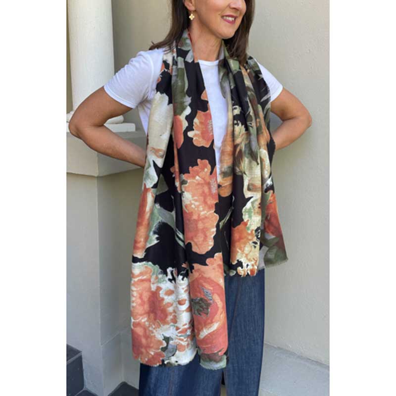 Midnight And Terracotta Scarf
