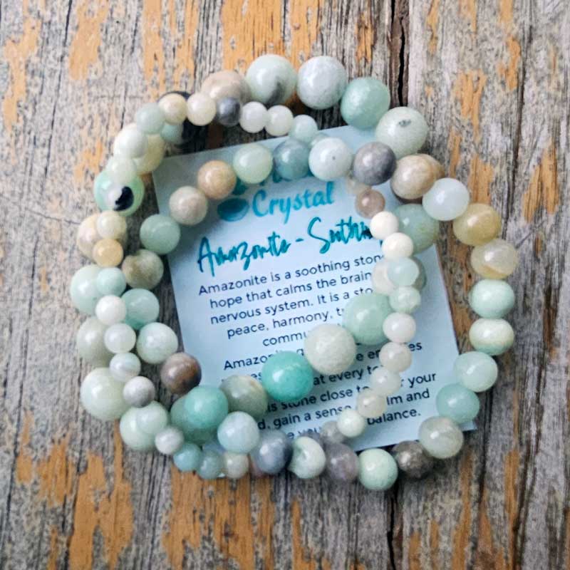 Natural Stone Triple Stack Bracelet - Amazonite