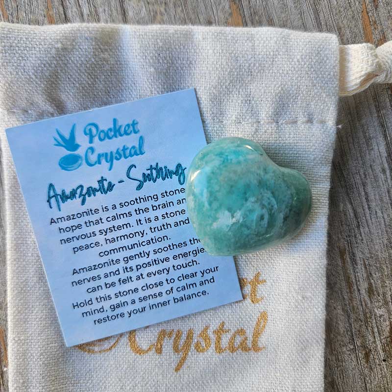 Amazonite Pocket Crystal Heart - Soothing