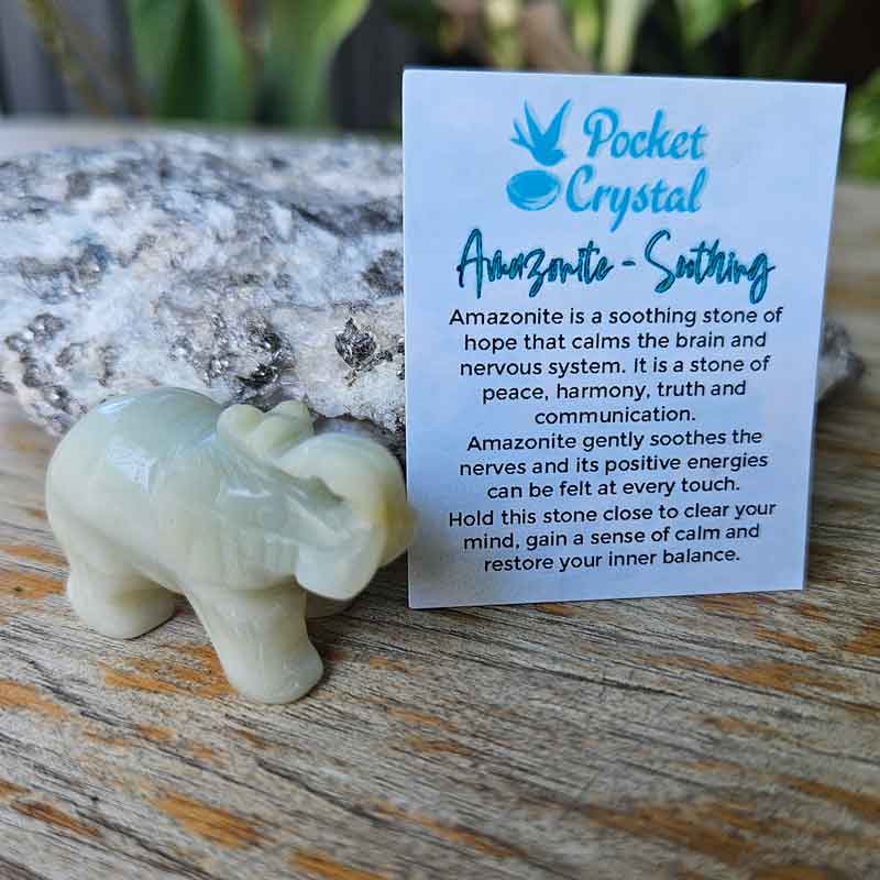 Amazonite Pocket Crystal Elephant - Soothing