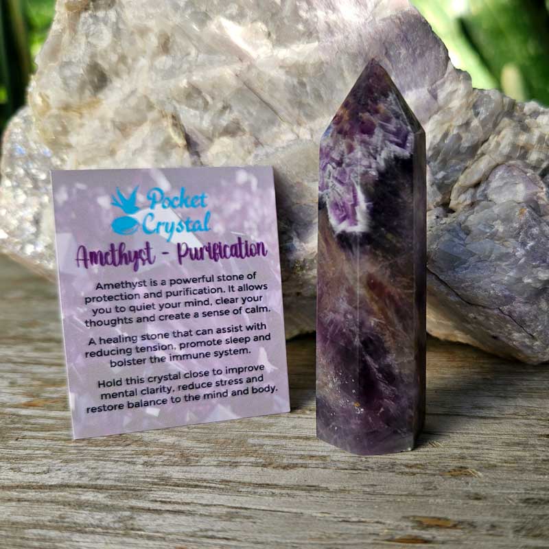 Amethyst Pocket Crystal Point Wand - Purification