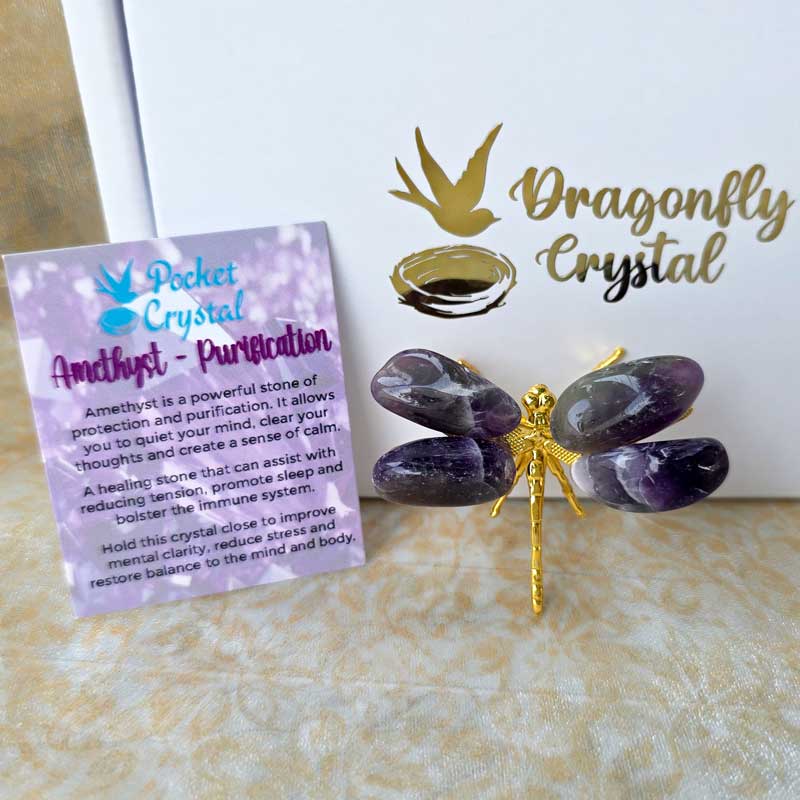 Dragonfly Crystal - Amethyst Purification (Gold)