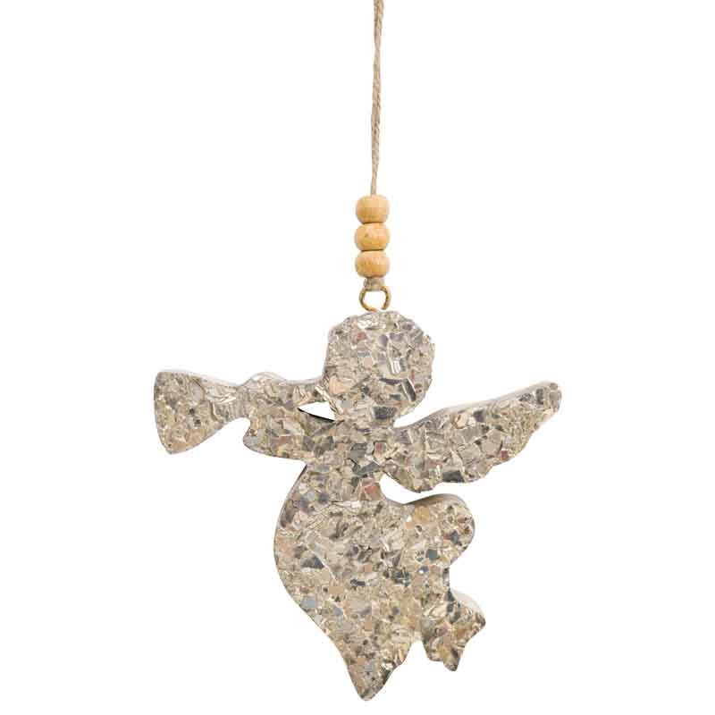 Hanging Angel With Trumpet Sparkling Christmas Ornament