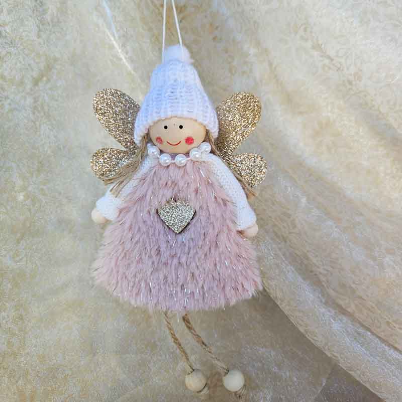 Hanging Christmas Angel - Pink Heart