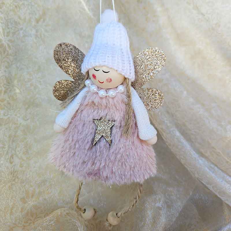 Hanging Christmas Angel - Pink Star