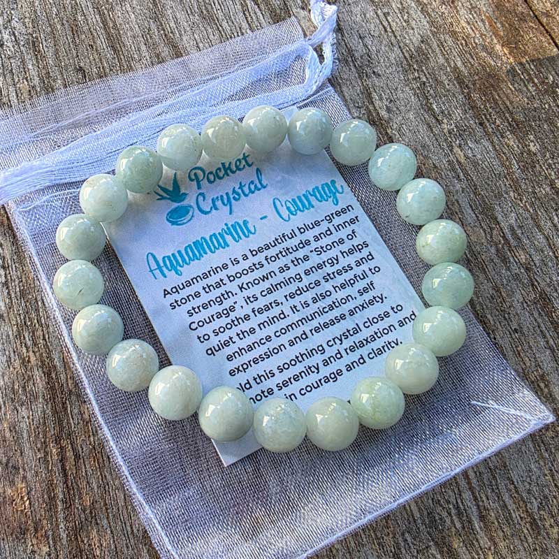 Aquamarine Crystal 8mm Stretch Bracelet - AA Grade