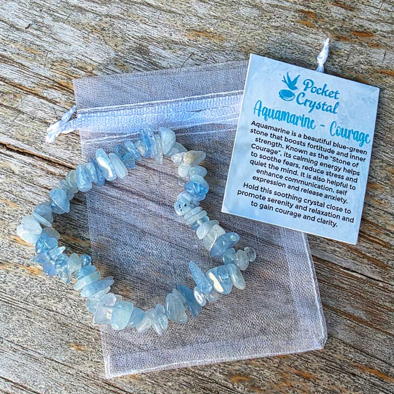 Aquamarine Crystal Chip Stretch Bracelet