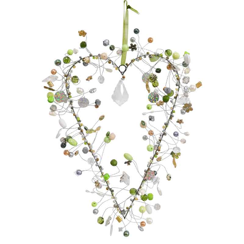 Artisan Collection Handbeaded Heart  Large - Tranquil Green