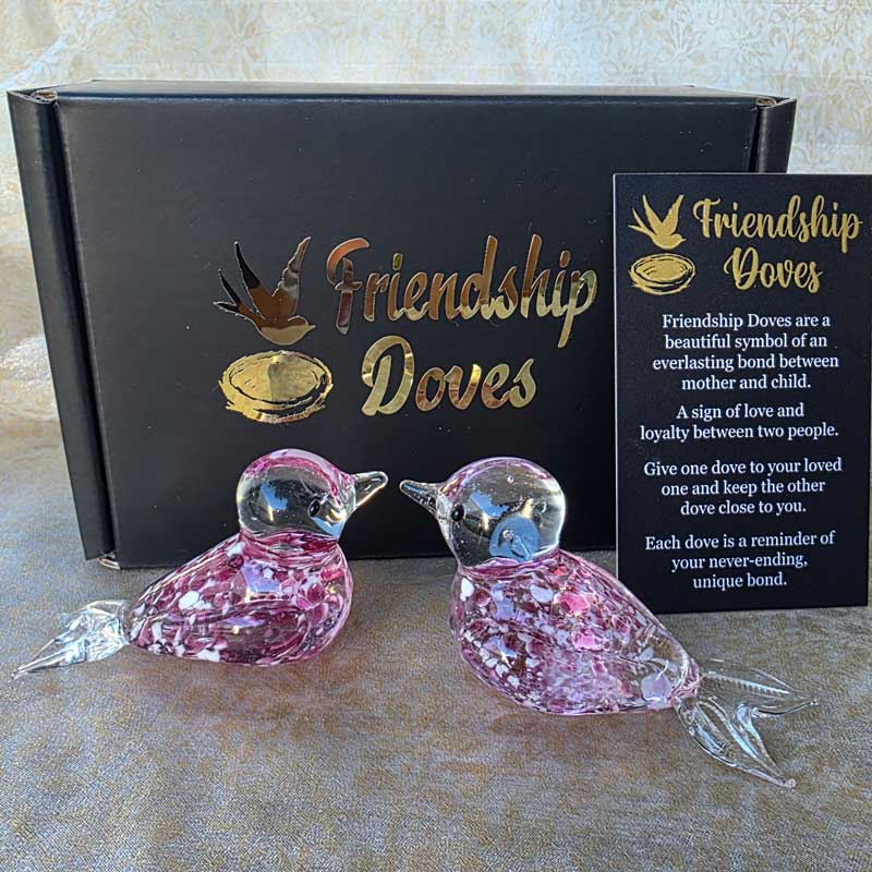 Friendship Doves (Handmade Glass) - Aubergine Speckle