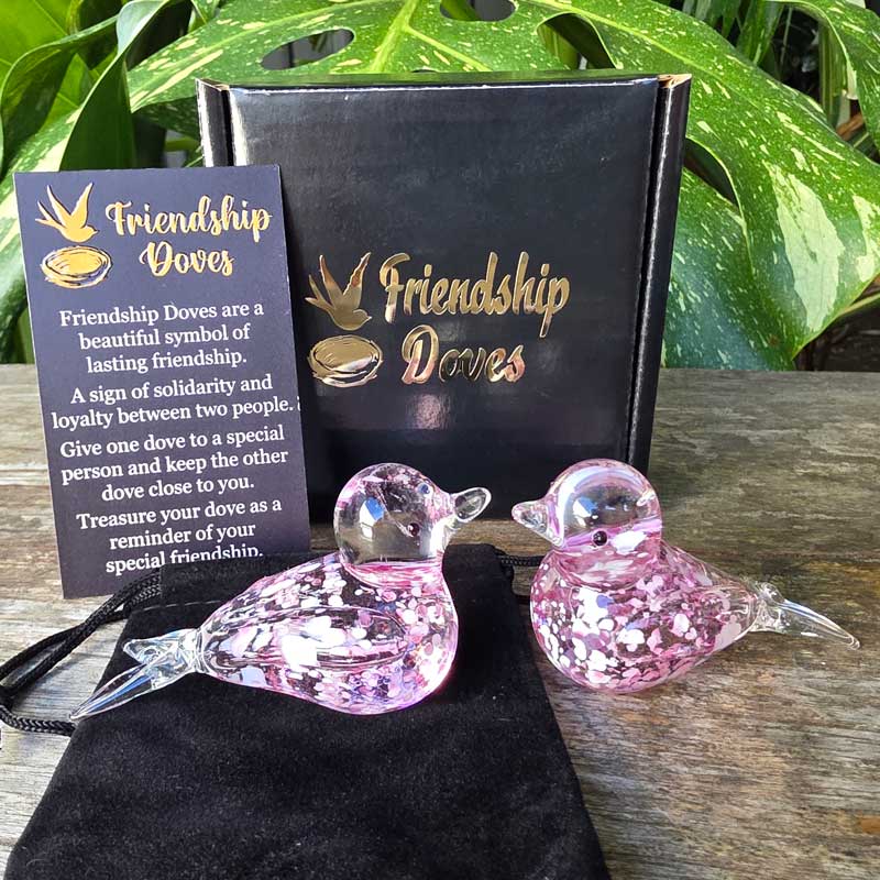 Friendship Doves (Handmade Glass) - Aubergine Speckle