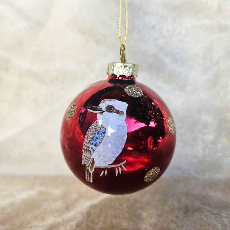 Aussie Birds Christmas Bauble By Frankie B - Red