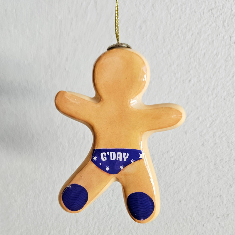 Aussie Gingerbread Man Hanging Christmas Ornament
