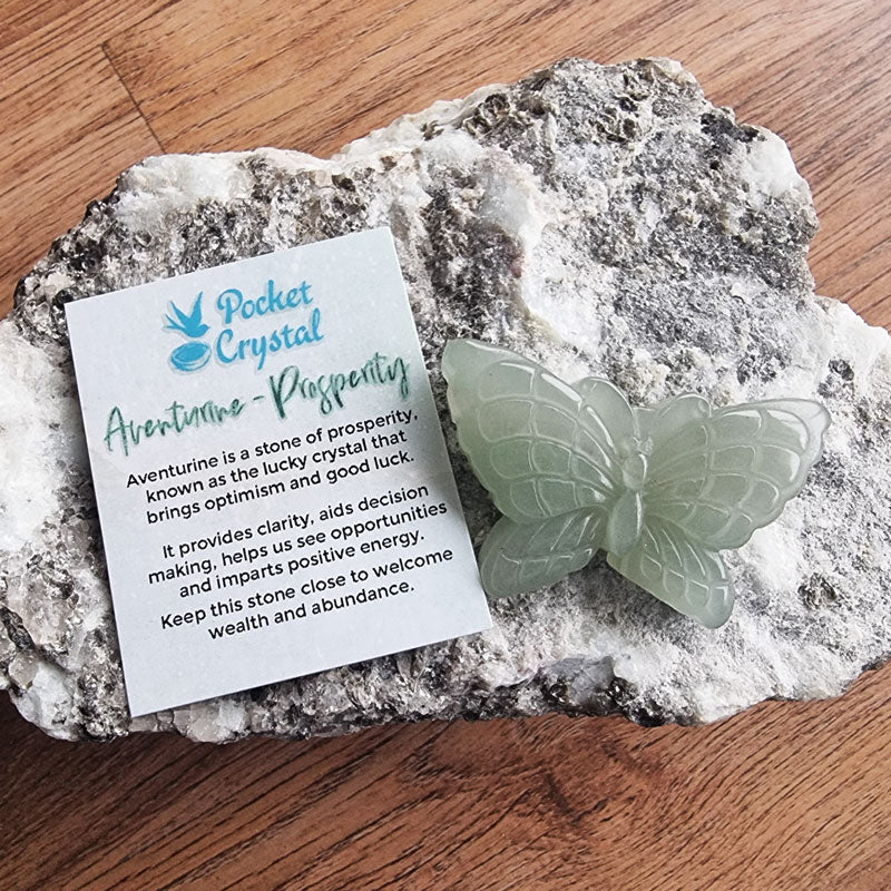 Aventurine Pocket Crystal Butterfly - Prosperity