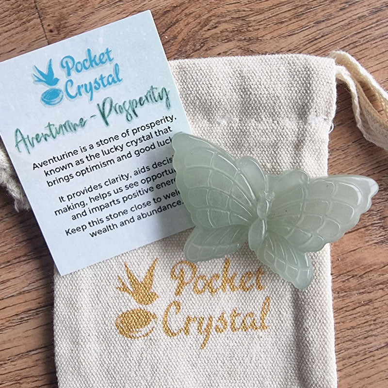 Aventurine Pocket Crystal Butterfly - Prosperity