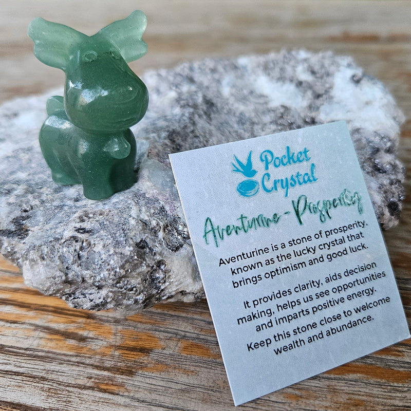 Aventurine Pocket Crystal Reindeer - Prosperity