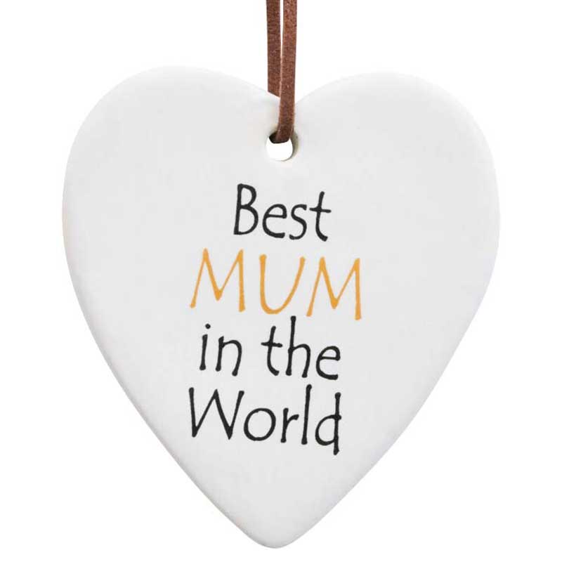 Best Mum In The World Hanging Heart Ornament