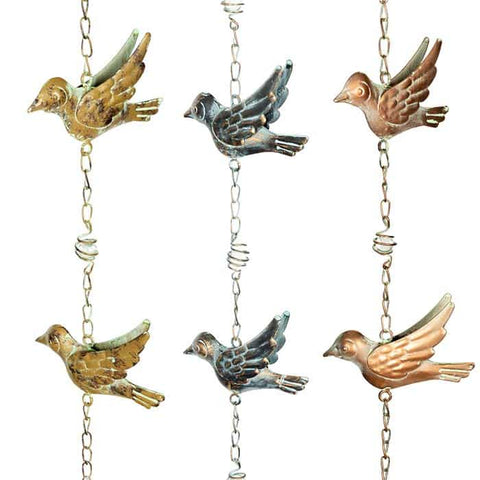 Hanging Birds On Chain Garden Decor - Green