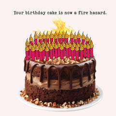 Lucy Loves Life Card - Birthday Cake Fire Hazard