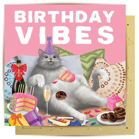 Birthday Vibes Cool Cat Greeting Card