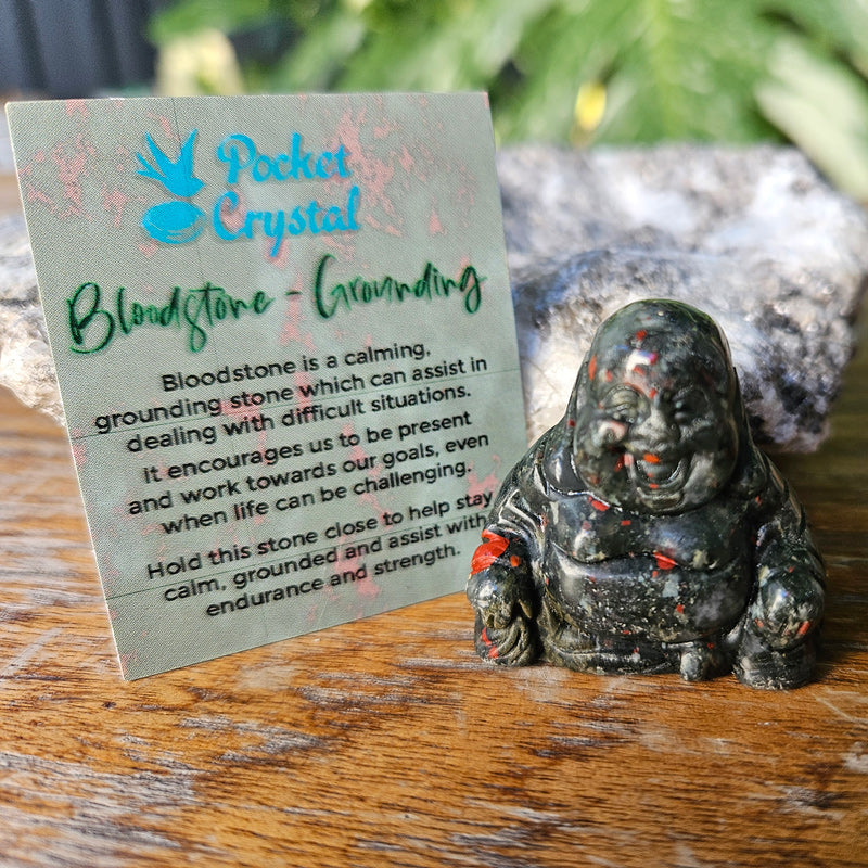 Bloodstone Pocket Crystal Happy Buddha - Grounding