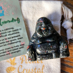 Bloodstone Pocket Crystal Happy Buddha - Grounding