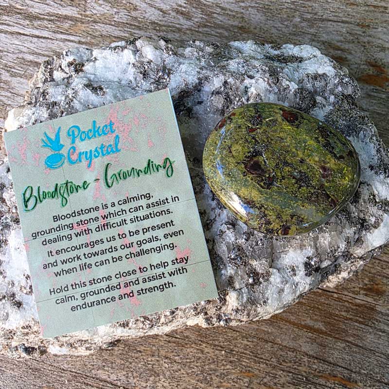 Bloodstone Pocket Crystal Palm Stone - Grounding