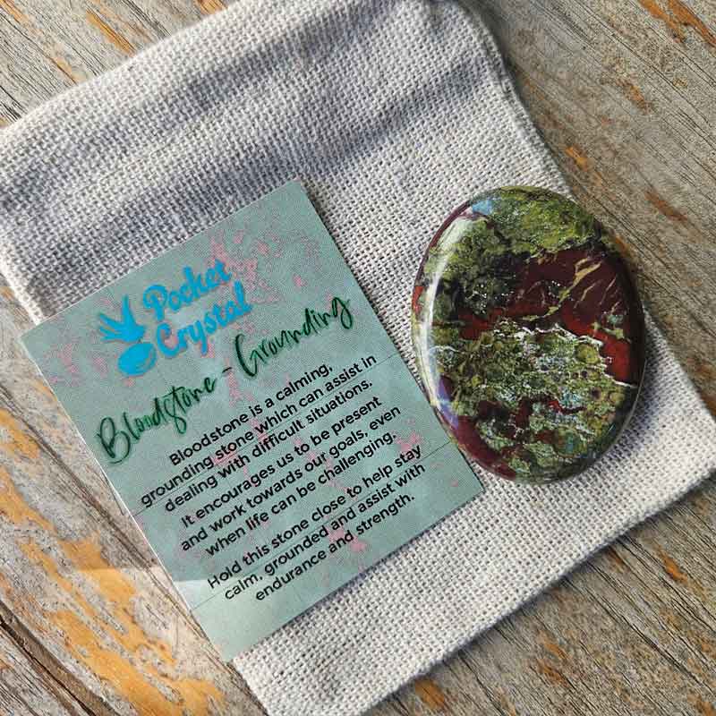 Bloodstone Pocket Crystal Worry Stone - Grounding