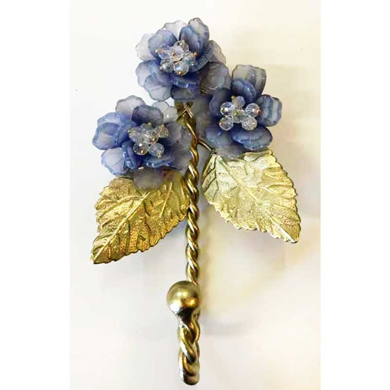 Flower Wall Hook - Blue & Gold
