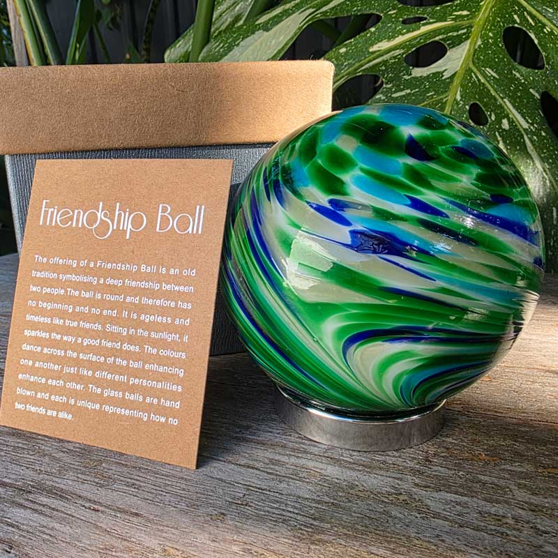 Friendship Ball Green Blue Swirls