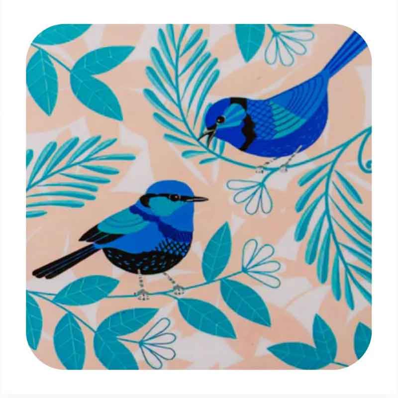 Blue Wren Coasters - Set of 4