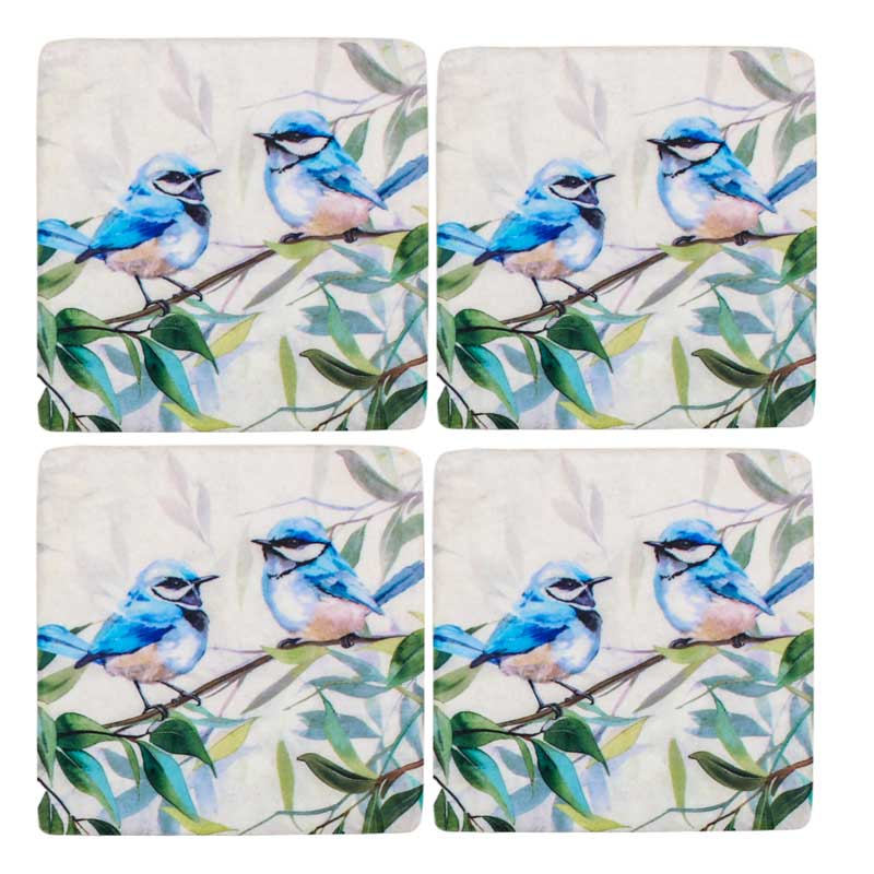 Blue Wrens Set of 4 Coasters