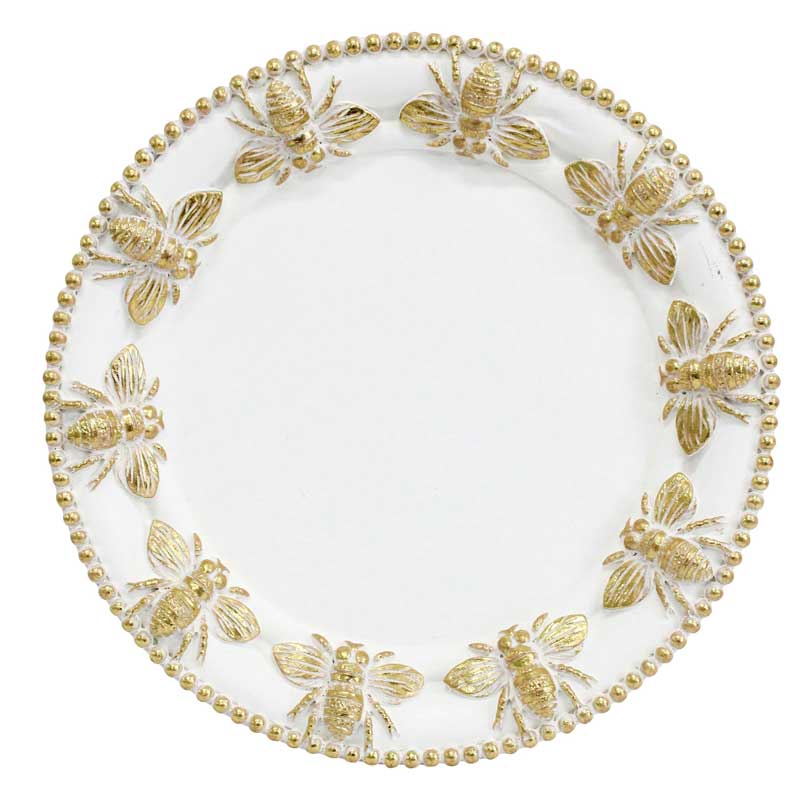 Bee Trinket Dish - Gold Bee Border