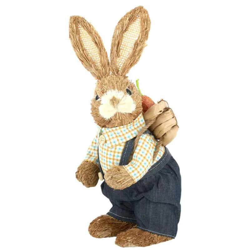 Buster Straw Rabbit With Overalls & Backpack