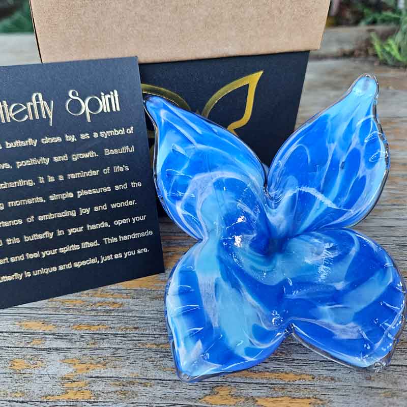 Glass Butterfly Spirit - Gift Boxed Blue