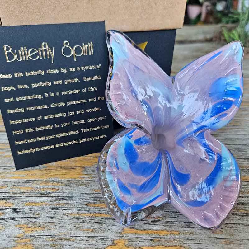 Glass Butterfly Spirit - Gift Boxed Pink