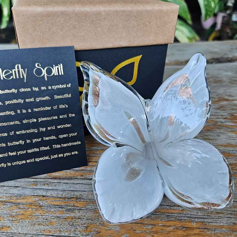 Glass Butterfly Spirit - Gift Boxed White