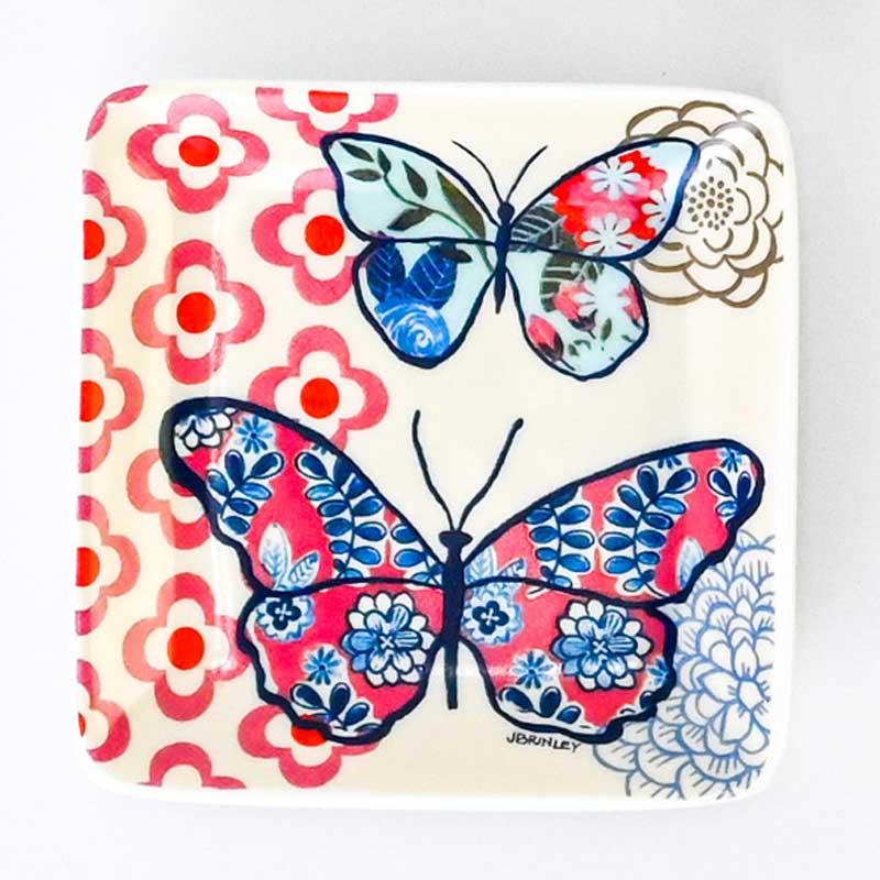 Colourful Butterfly Trinket Dish - Pink