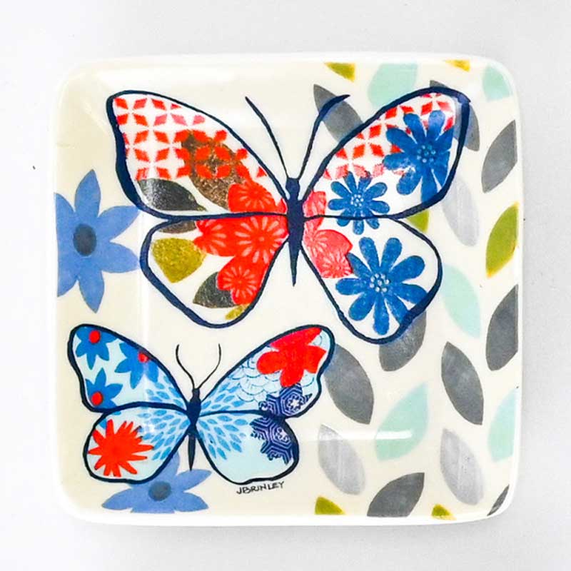 Colourful Butterfly Trinket Dish - Blue