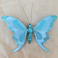 Butterfly Clip Fabric Ornament - Aqua