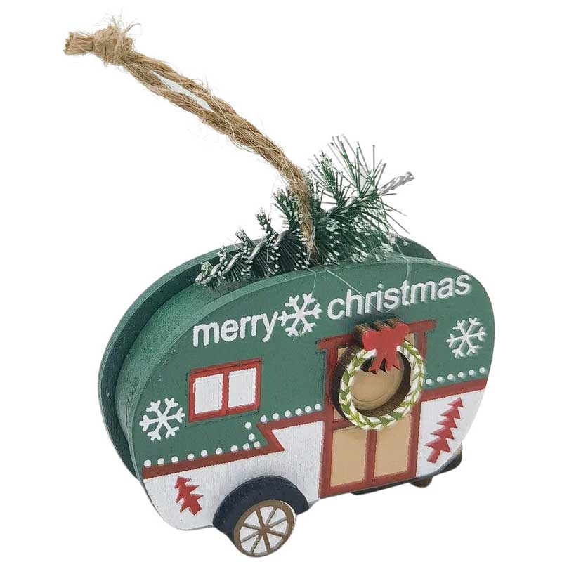 Caravan With Tree Christmas Hanging Ornament - Green