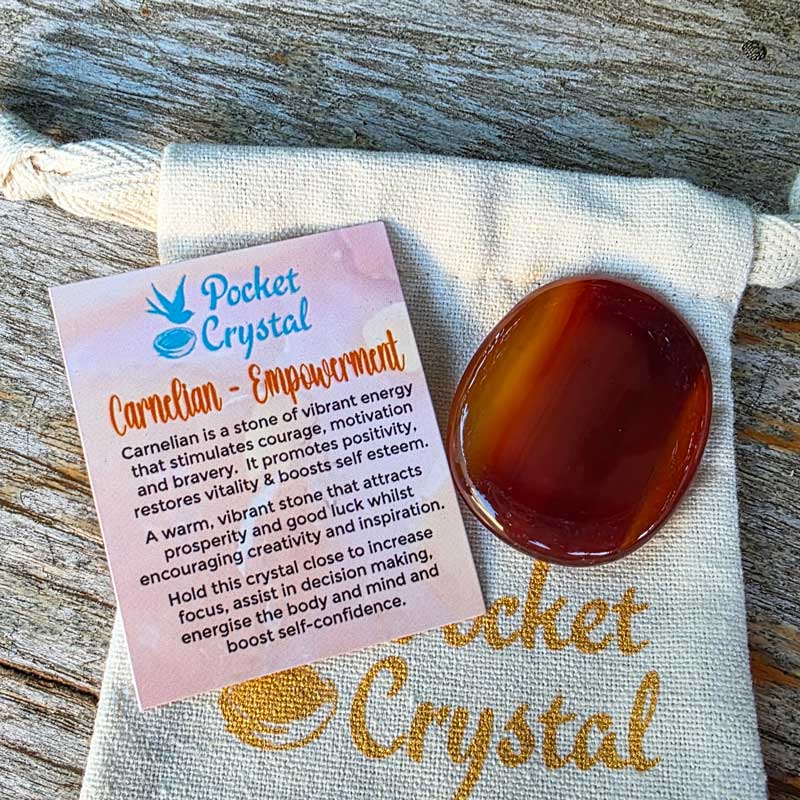 Carnelian Pocket Crystal Palm Stone - Empowerment