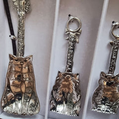 Set of 4 Metal Curious Cat Measuring Spoons Gift Boxed