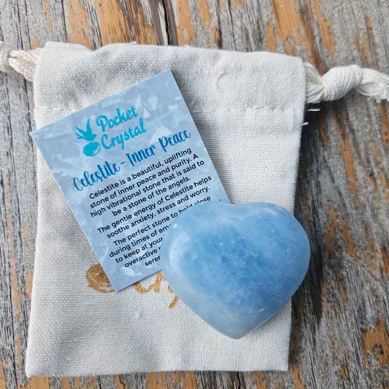 Celestite Pocket Crystal Heart - Inner Peace